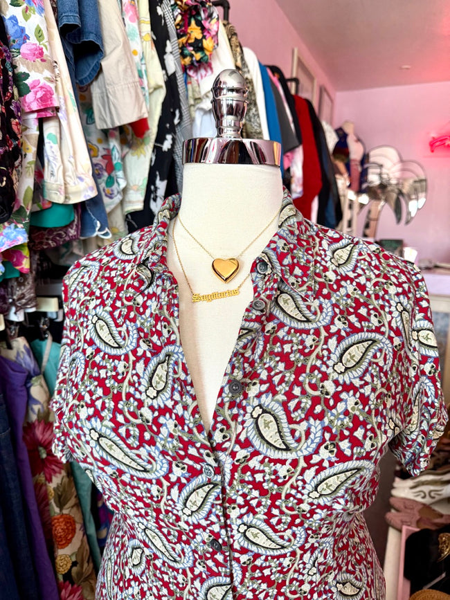 90s Paisley Petals Dress - Size 16/18