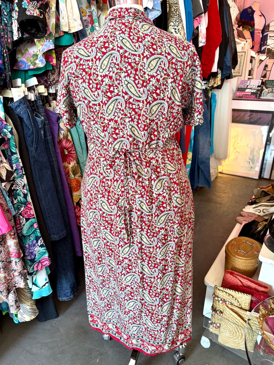 90s Paisley Petals Dress - Size 16/18