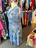 2000s Plissé Glitter Flowers Dress - Size 22+