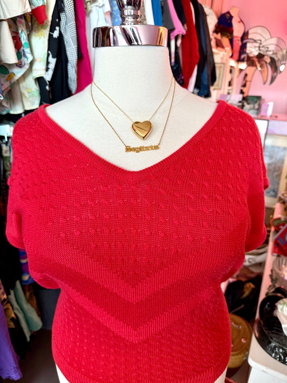 80s Red V-neck Sweater Vest - Size 2X-4X
