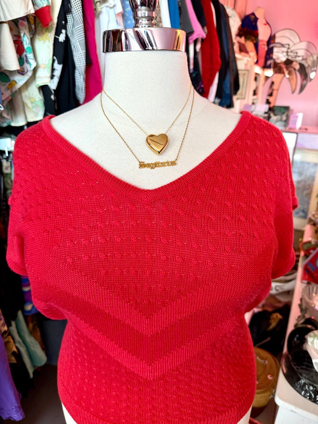 80s Red V-neck Sweater Vest - Size 2X-4X