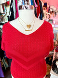 80s Red V-neck Sweater Vest - Size 2X-4X