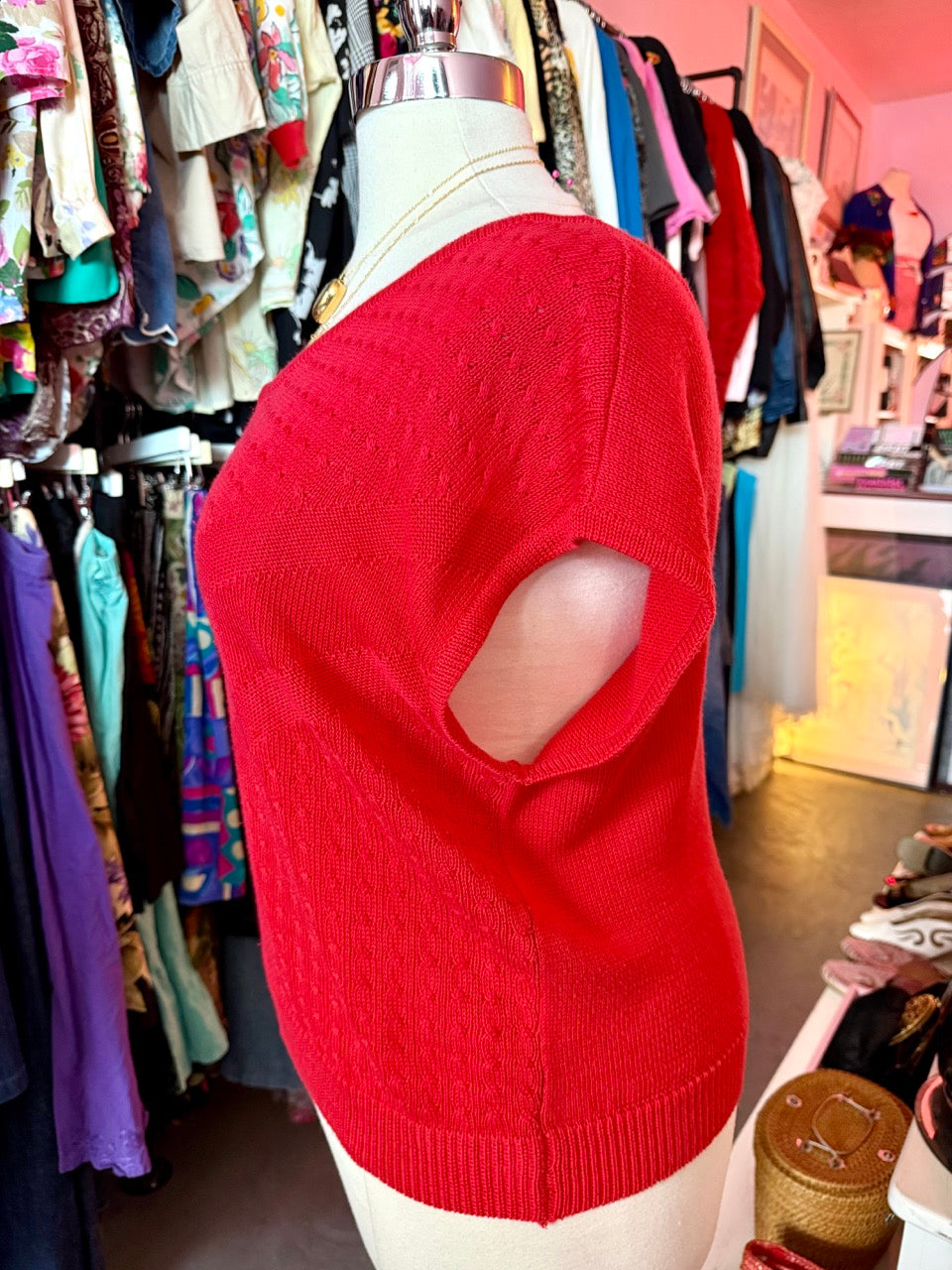 80s Red V-neck Sweater Vest - Size 2X-4X