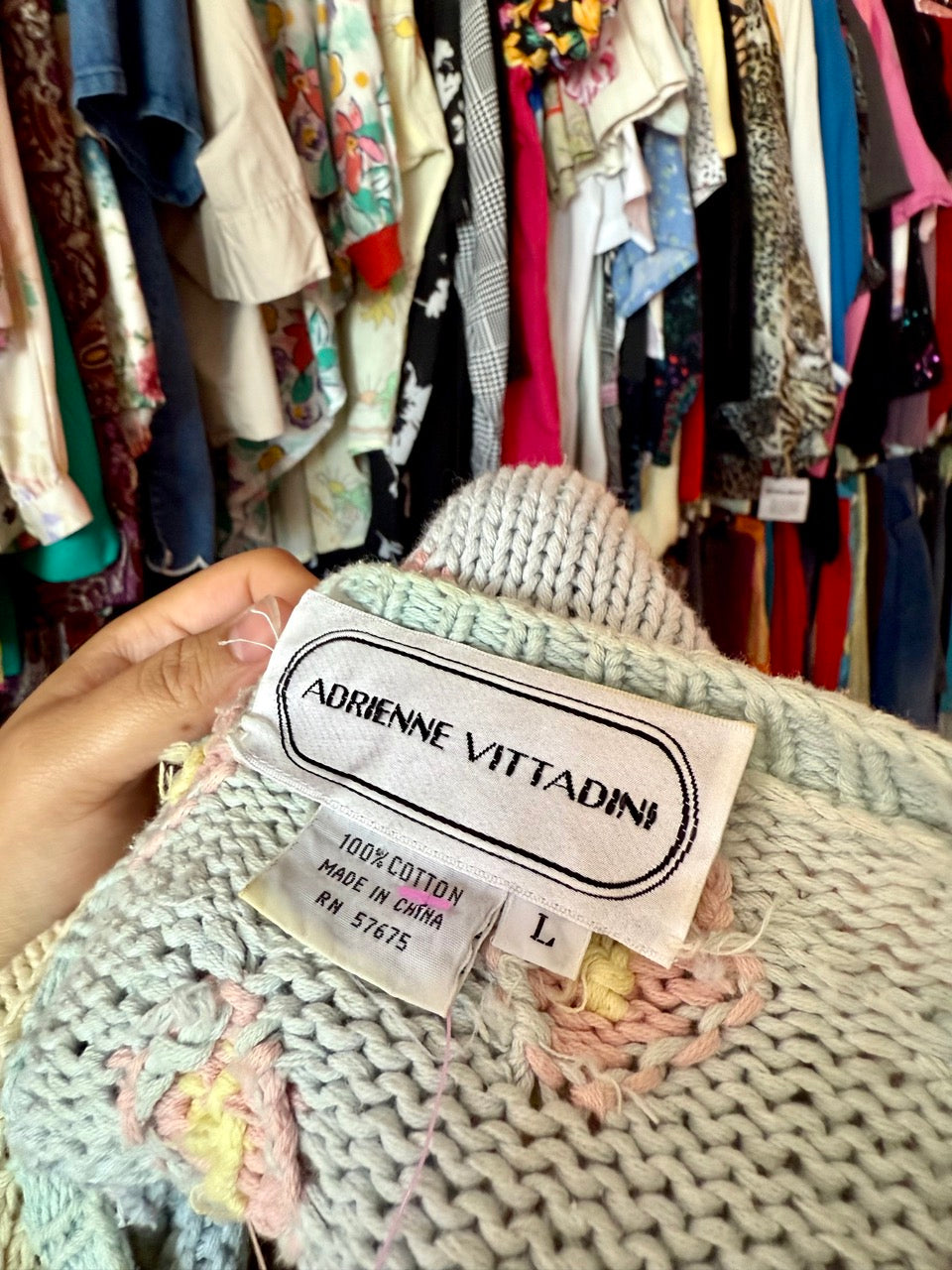 80s Pastel Patchwork Sweater - Large - 1X