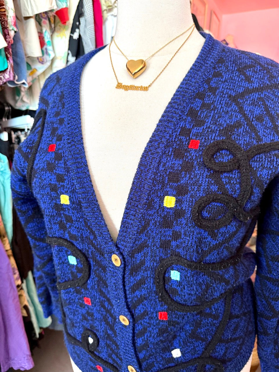 80s Squares and Squiggles Cardigan - Size 14/16