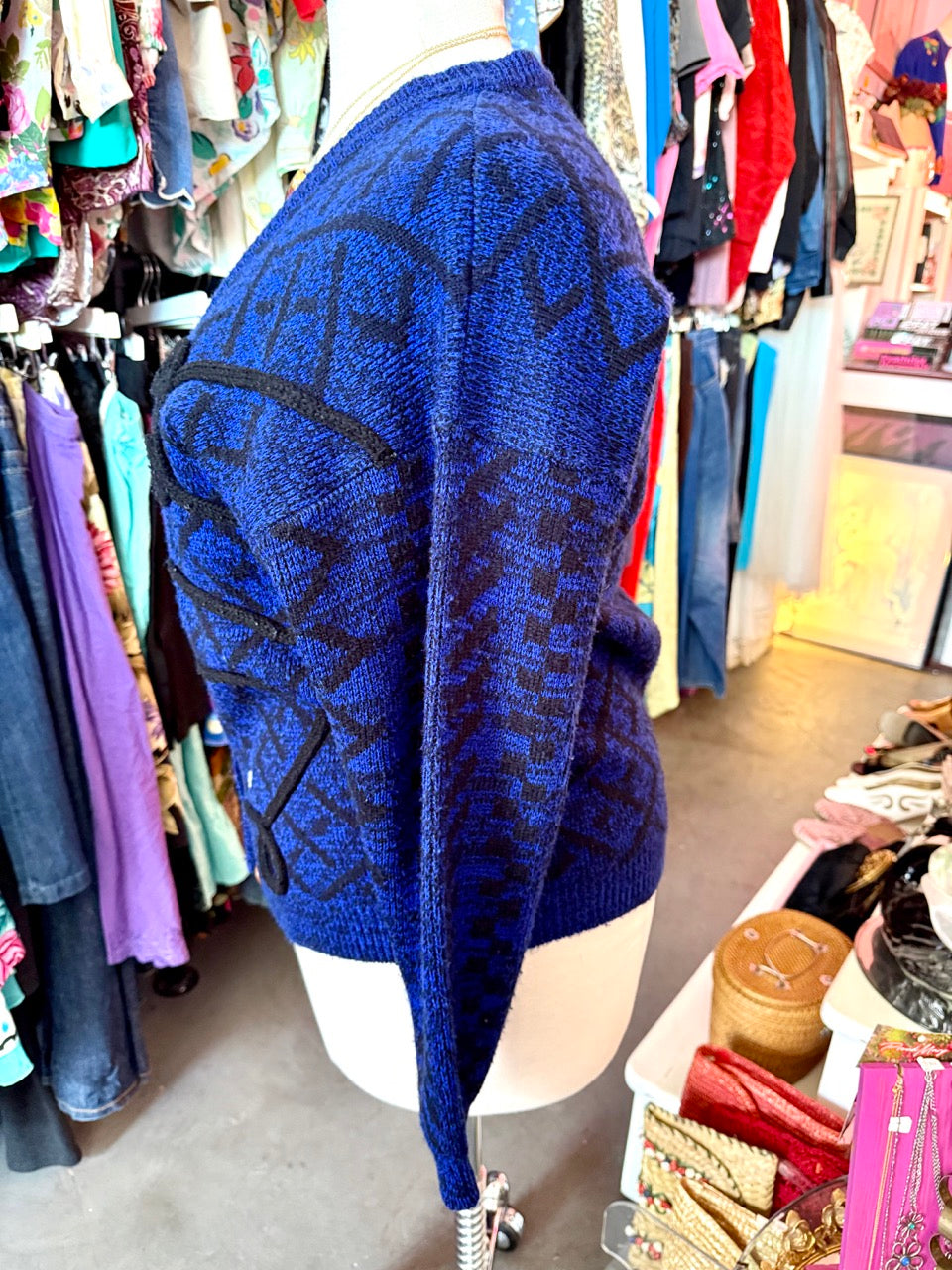 80s Squares and Squiggles Cardigan - Size 14/16