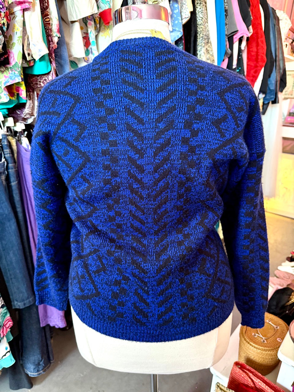 80s Squares and Squiggles Cardigan - Size 14/16