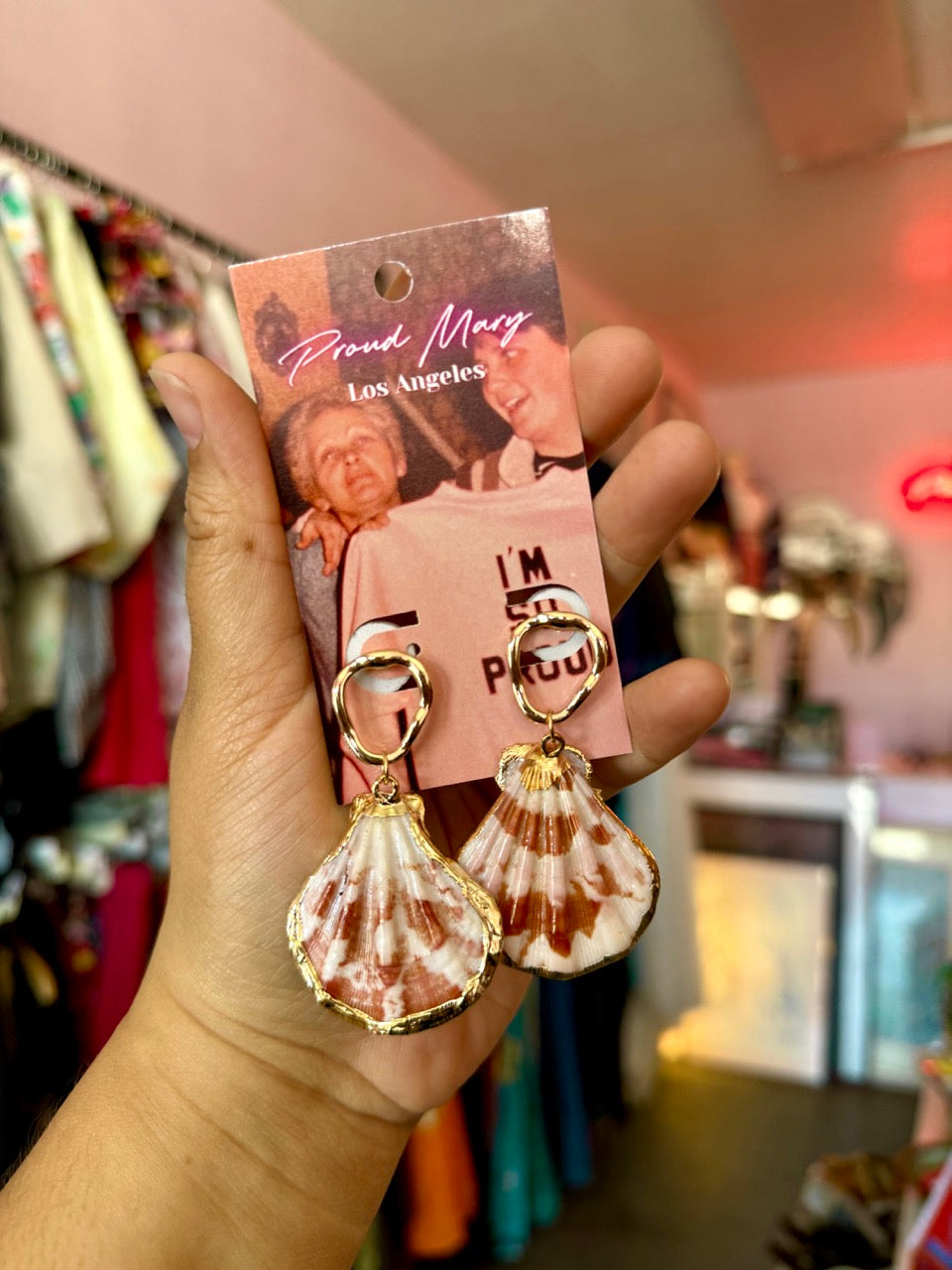 She Sells Gold Seashells Dangle Earrings