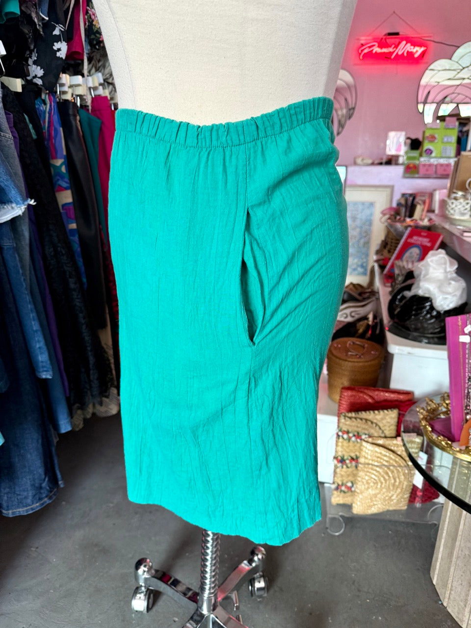 80s Teal Cotton Skirt Set - Size 16 1X