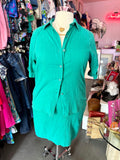 80s Teal Cotton Skirt Set - Size 16 1X