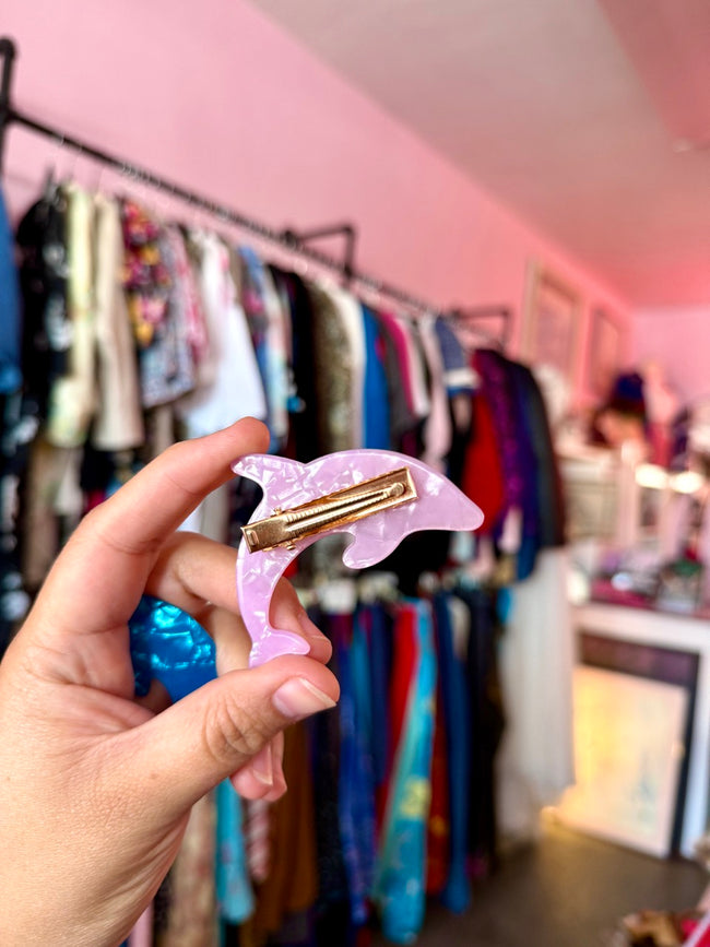 Marbled Acrylic Dolphin Clips