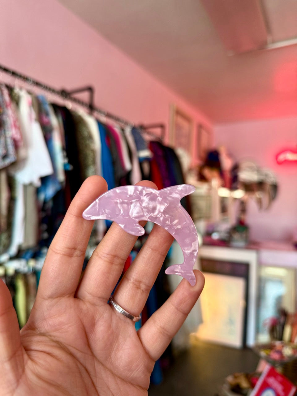 Marbled Acrylic Dolphin Clips