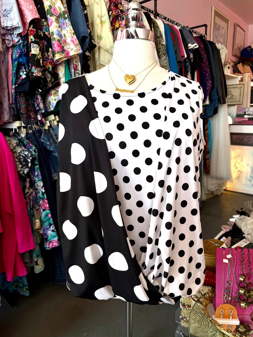2000s Dotty Faux Wrap Top - Size 22-28