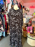 Moody Pansies Collared Dress - Size 36W 6X