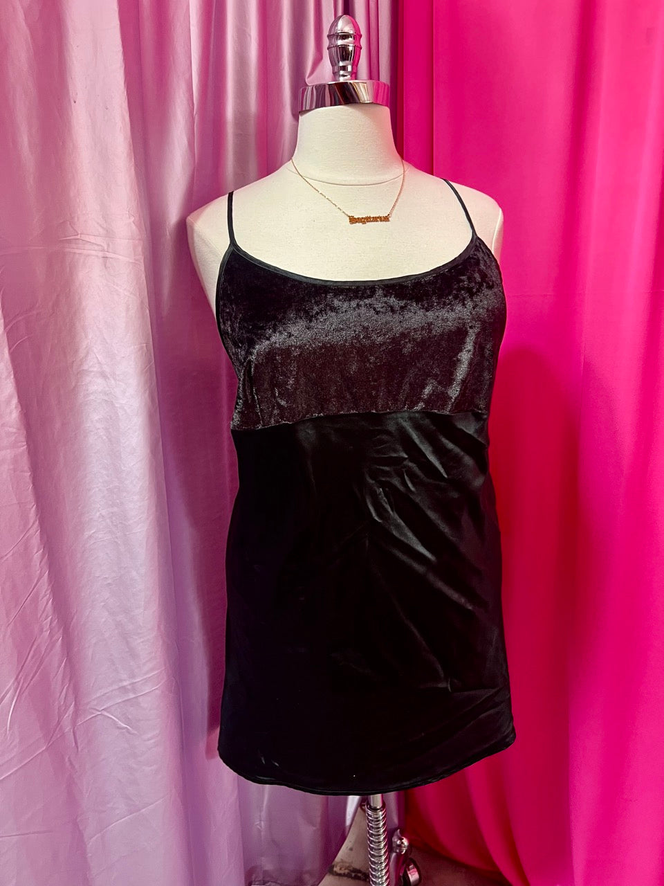 90s Crushed Velvet and Satin Slip Dress