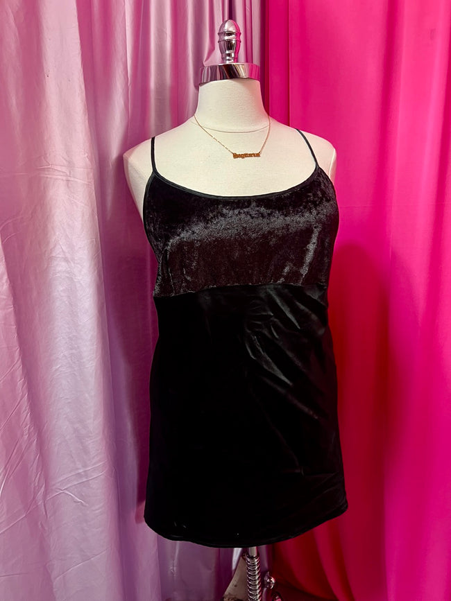 90s Crushed Velvet and Satin Slip Dress