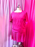 80 Fuschia Pleated Drop Waist Dress