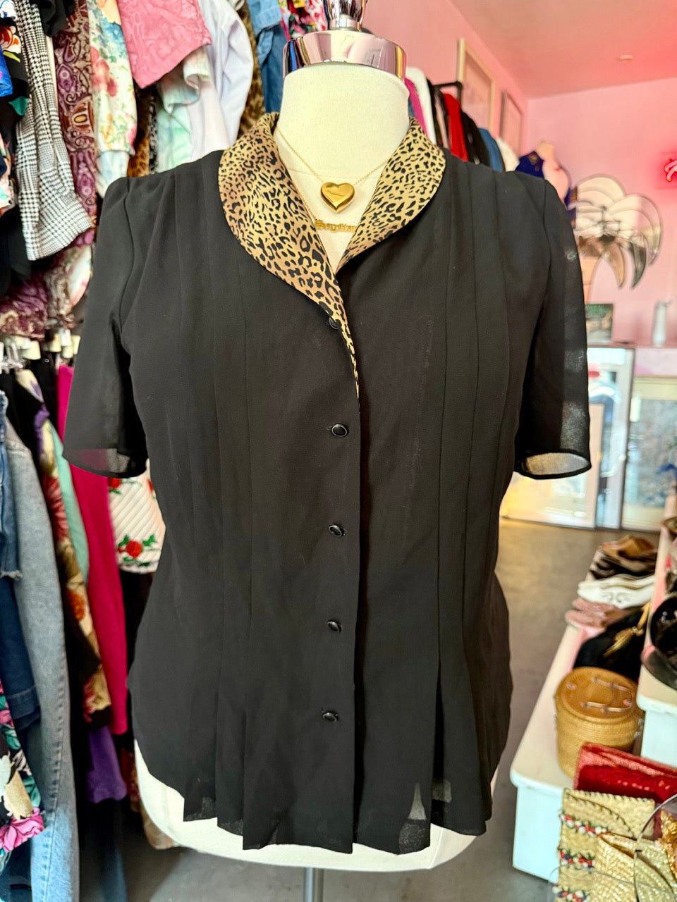 80s Slinky Leopard Top - Size 1X