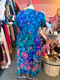 80s Petals Down The Stream Tie Dress - Size 1X