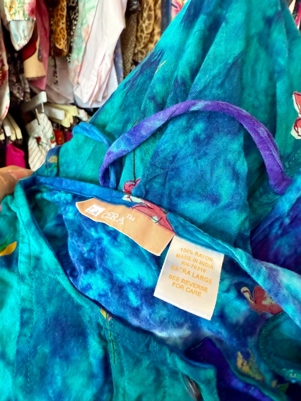 80s Petals Down The Stream Tie Dress - Size 1X