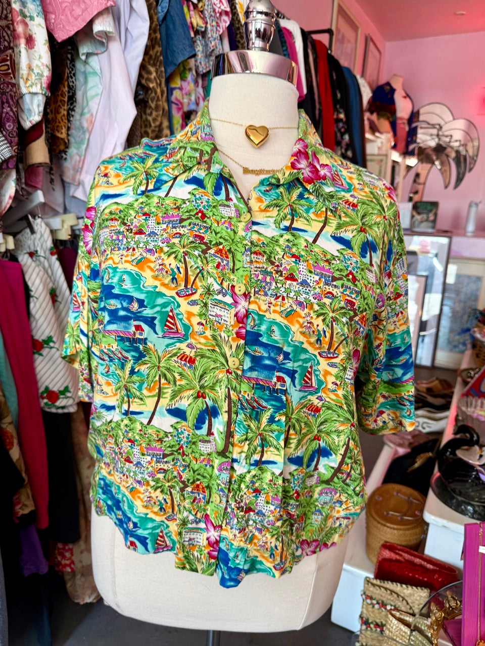 90s I Need a Vacation Button Up Top - Size 2X