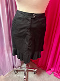 Y2K Black Ribbed Ruffle Skirt