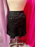 Y2K Black Ribbed Ruffle Skirt