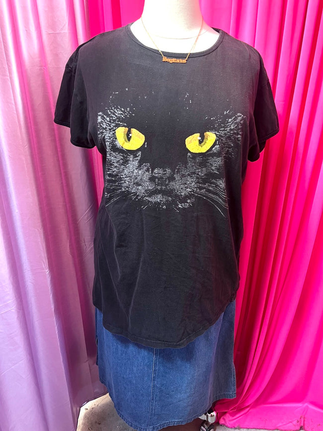 Black Cat Visage Graphic T-shirt