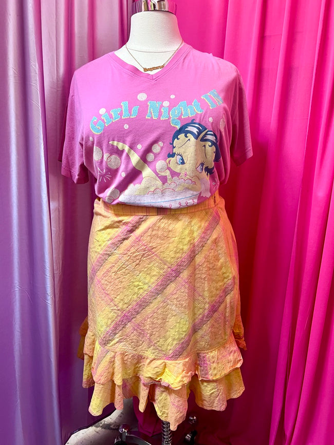 Y2K Pink Lemonade Large Plaid Ruffle Skirt