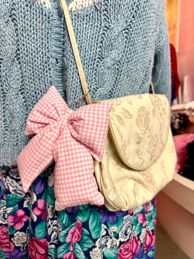Jumbo Puffy Bow Keychains - Gingham