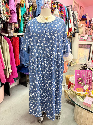 2000s Its The Weekend Chambray Denim Smock Dress - Size 6X+