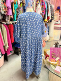 2000s Brought You Flowers Chambray Denim Smock Dress - Size 6X+