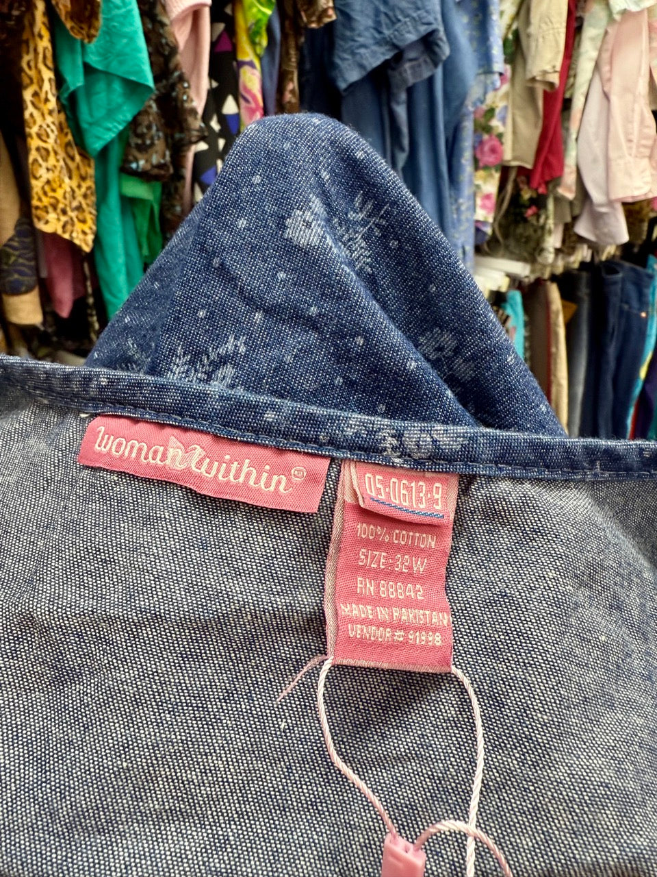 2000s Soft Daisies Chambray Denim Smock Dress - Size 6X+