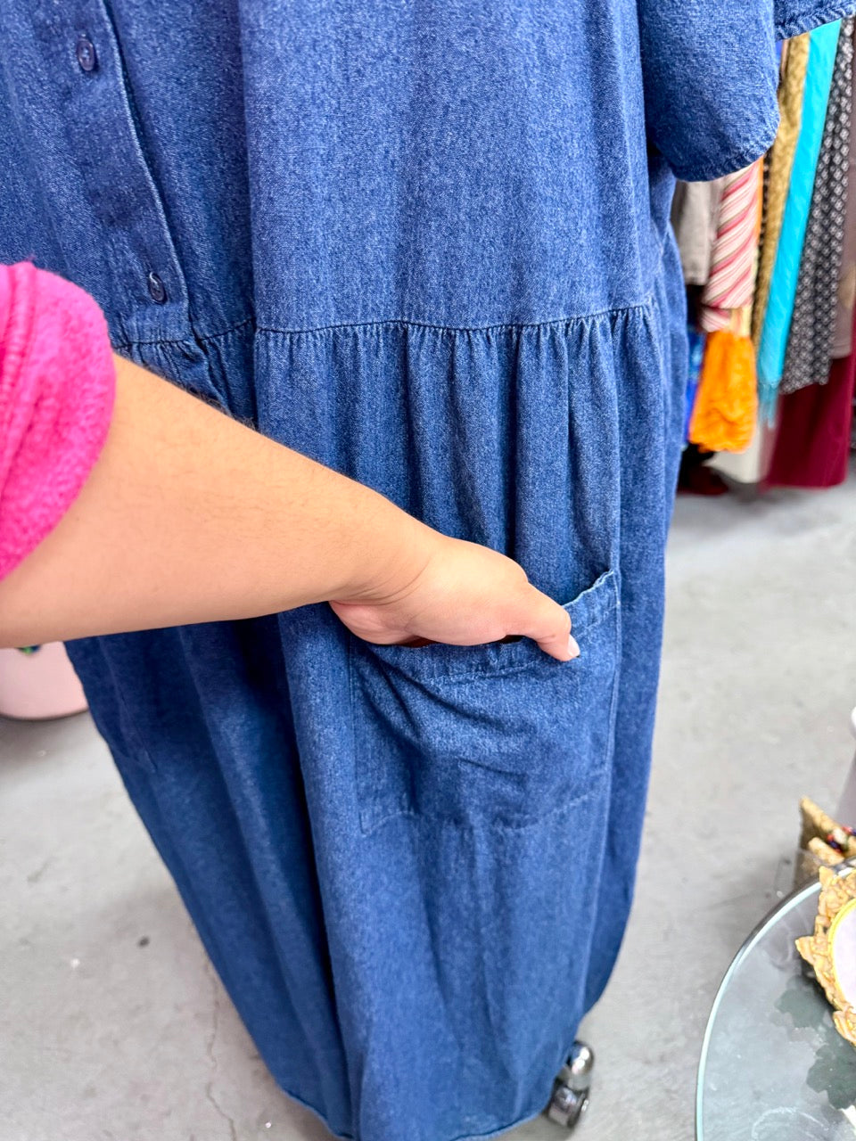 2000s Miss Honey Chambray Denim Smock Dress - Size 6X+