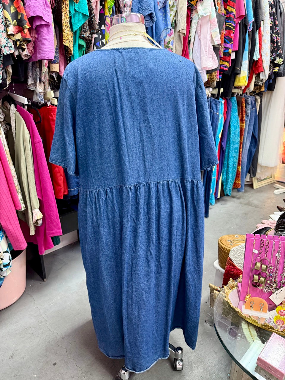 2000s Miss Honey Chambray Denim Smock Dress - Size 6X+