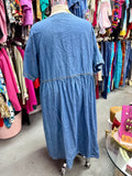 2000s Its The Weekend Chambray Denim Smock Dress - Size 6X+