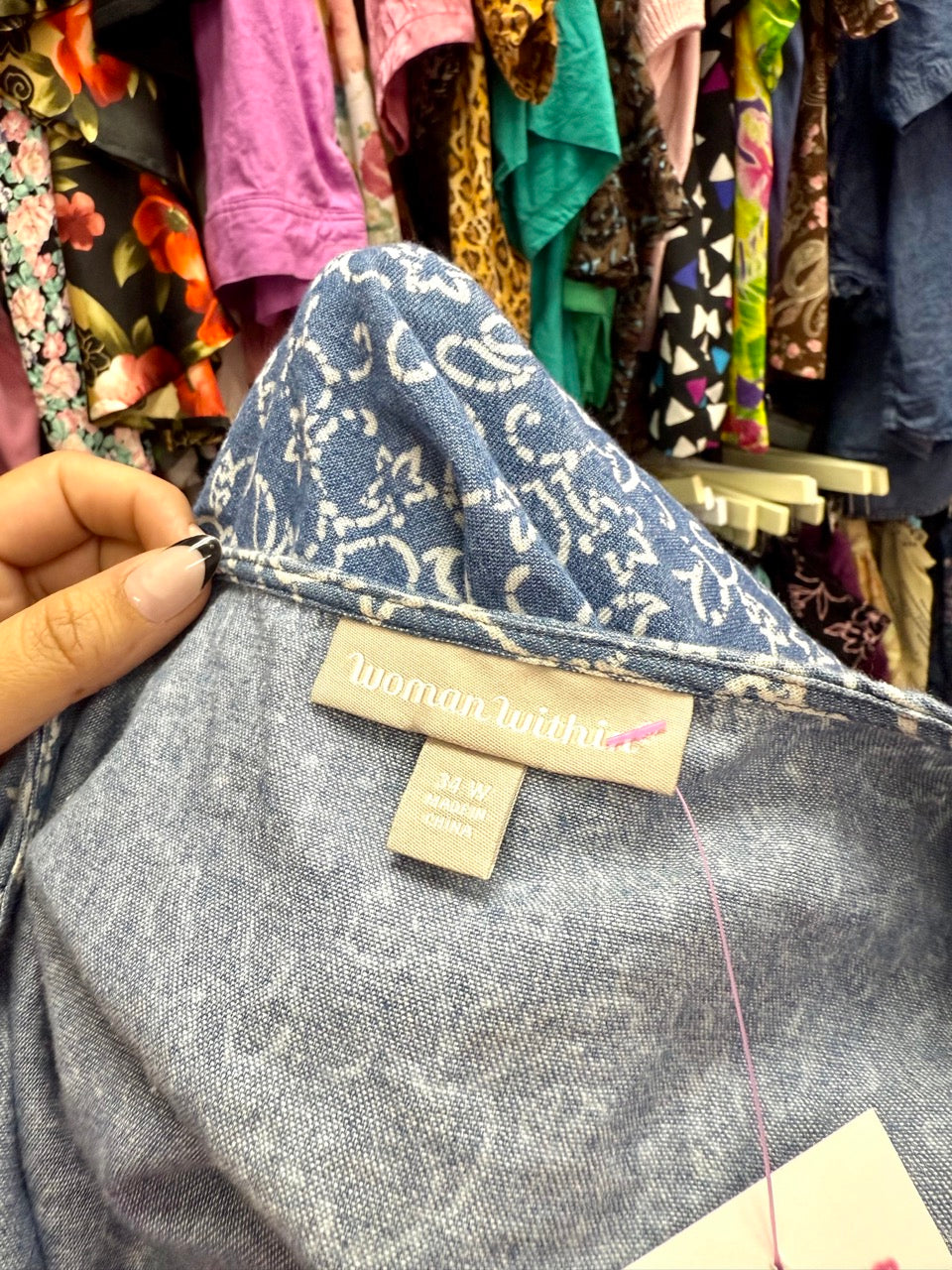 2000s A Walk in The Garden Chambray Denim Smock Dress - Size 6X+