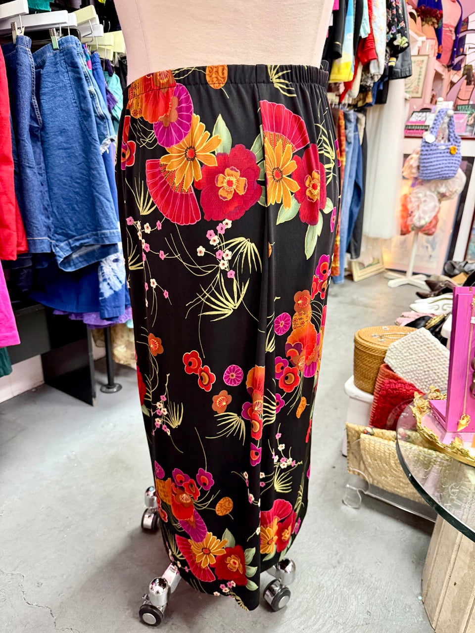 90s Moody Tea Florals Skirt - Size 3X-5X