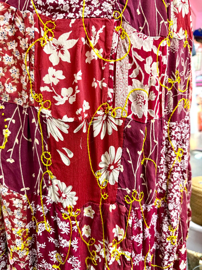 Autumn Willow Patchwork Maxi Skirt - Size 1X/2X