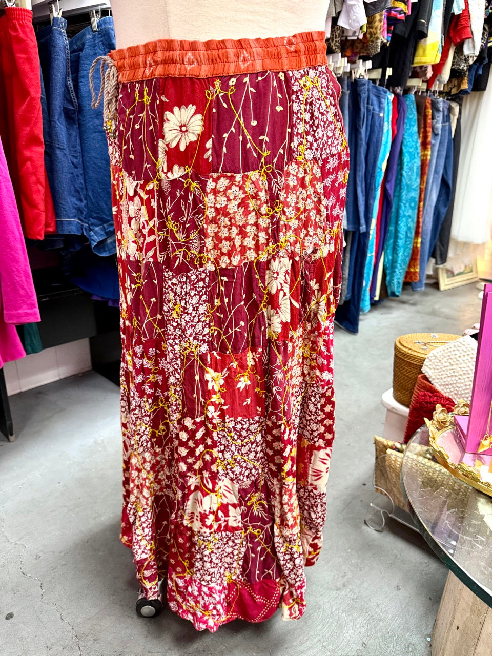 Autumn Willow Patchwork Maxi Skirt - Size 1X/2X