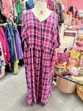 Pinky Pearl Plaid Snap Button Dress - Size 6X