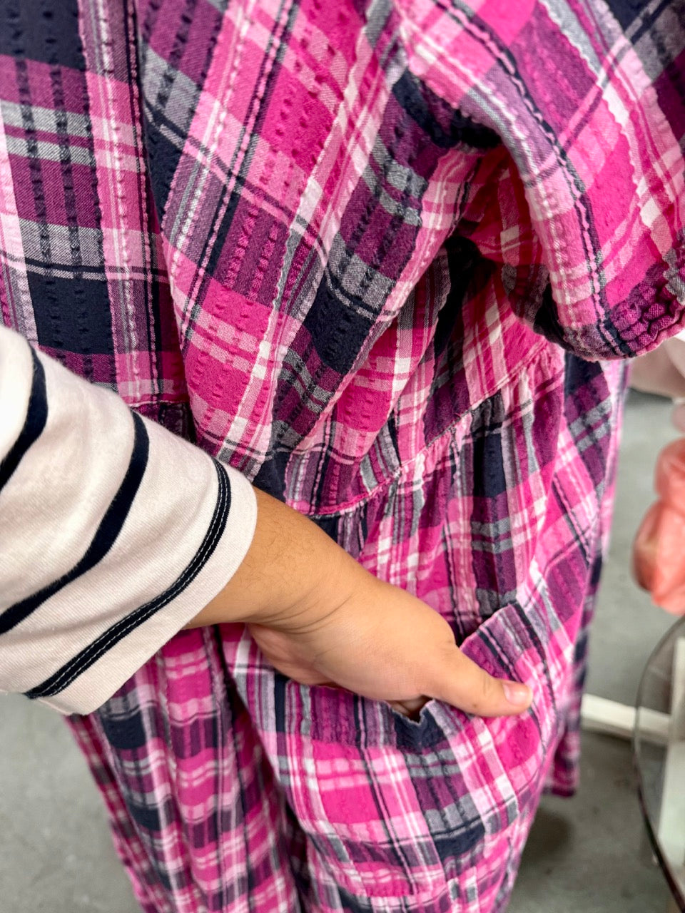 Pinky Pearl Plaid Snap Button Dress - Size 6X