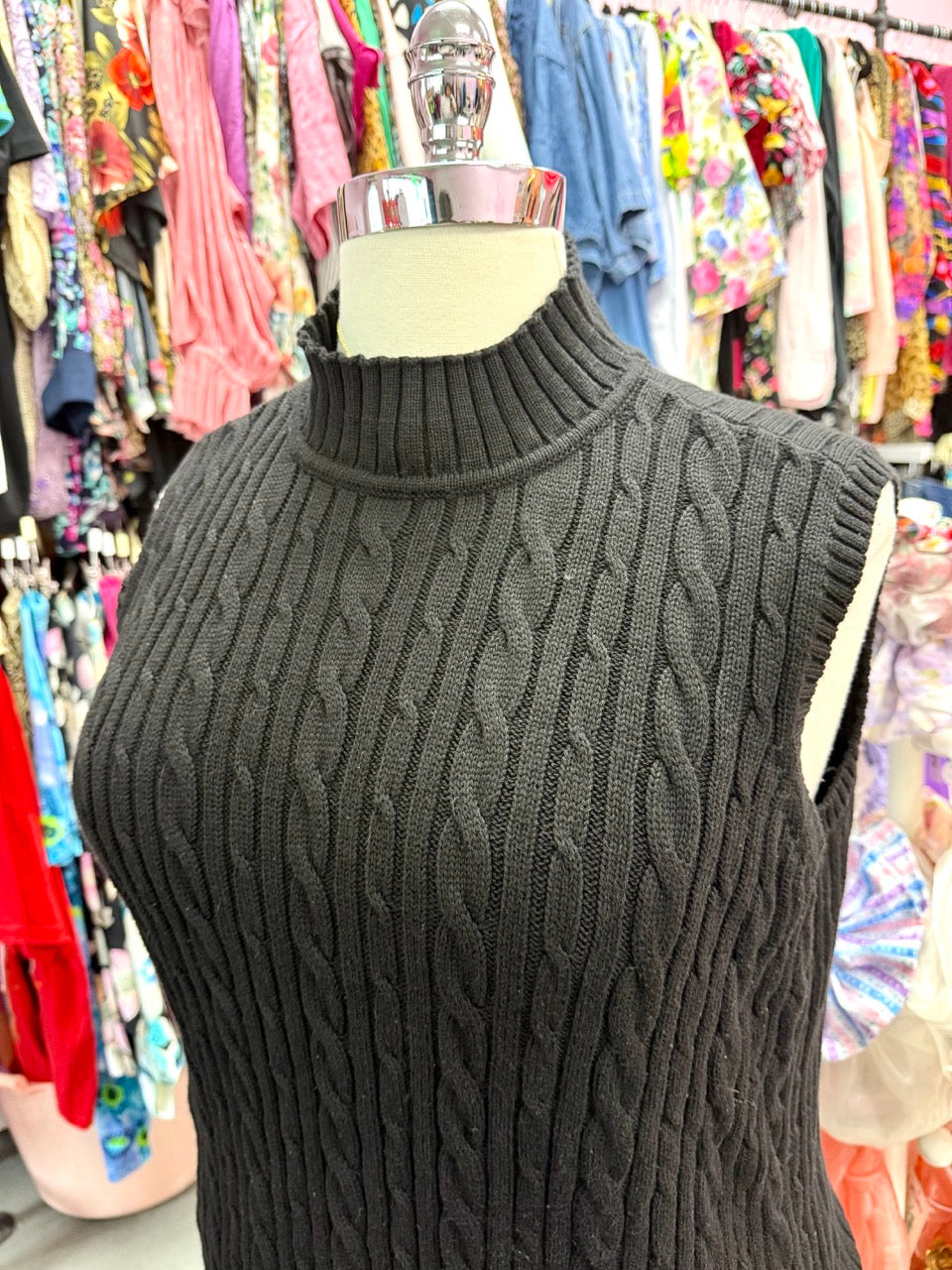 Spoken Word Black Cable Knit Sweater Vest - Size 1X-3X