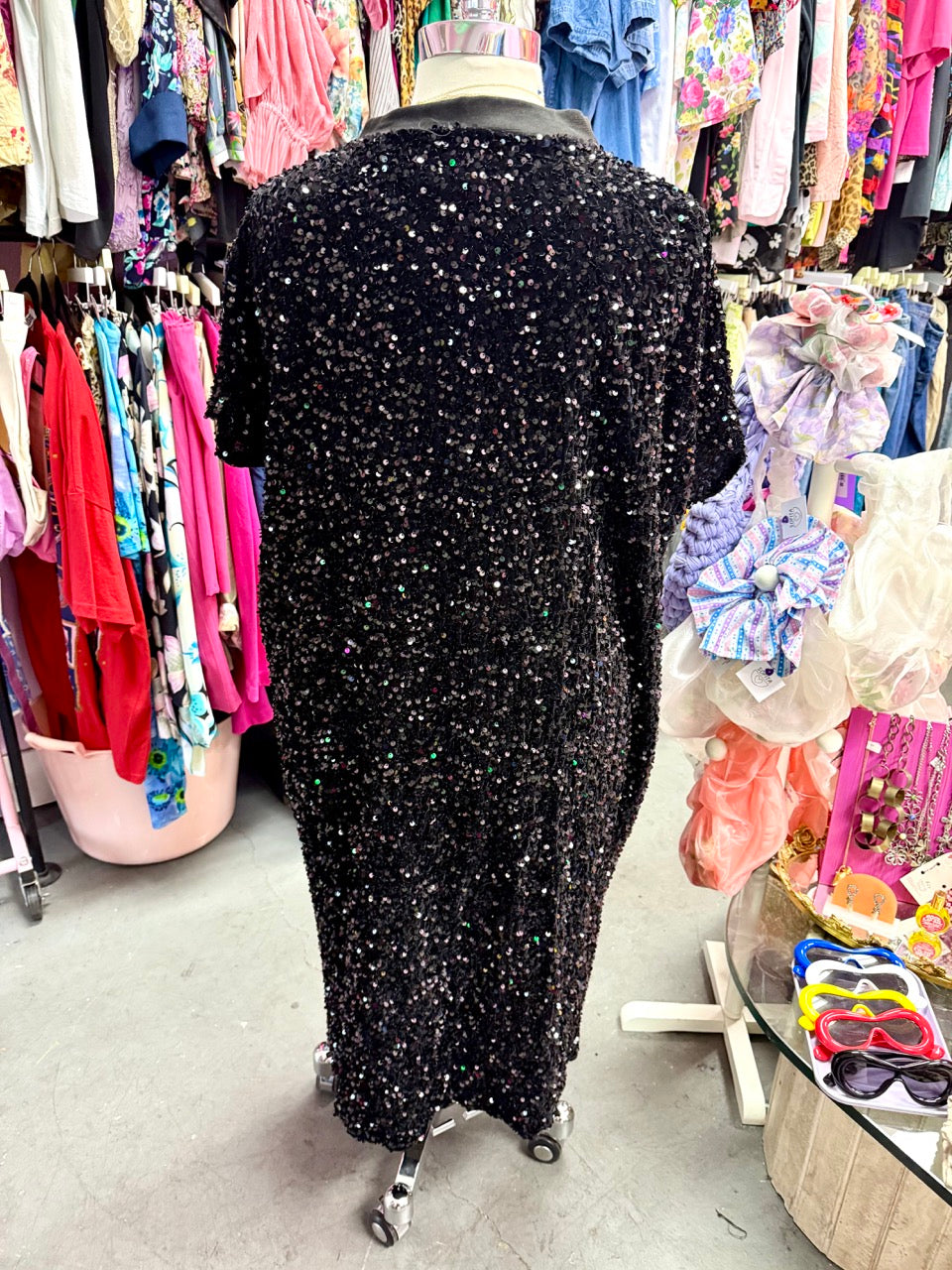 Isolated Heroes Sequin Midi Dress in Midnight Black - Size 2X-4X