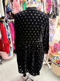 Black Velvet Burn Out Polka Dot Dress - Size 2X/3X