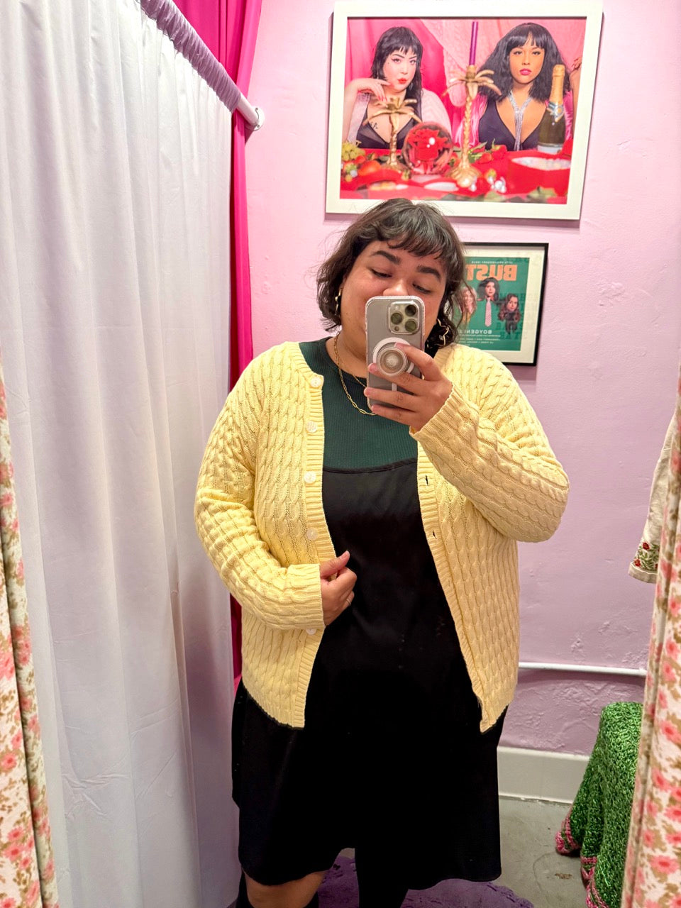 90s Butter Yellow Baby Cardigan - Size XL/1X