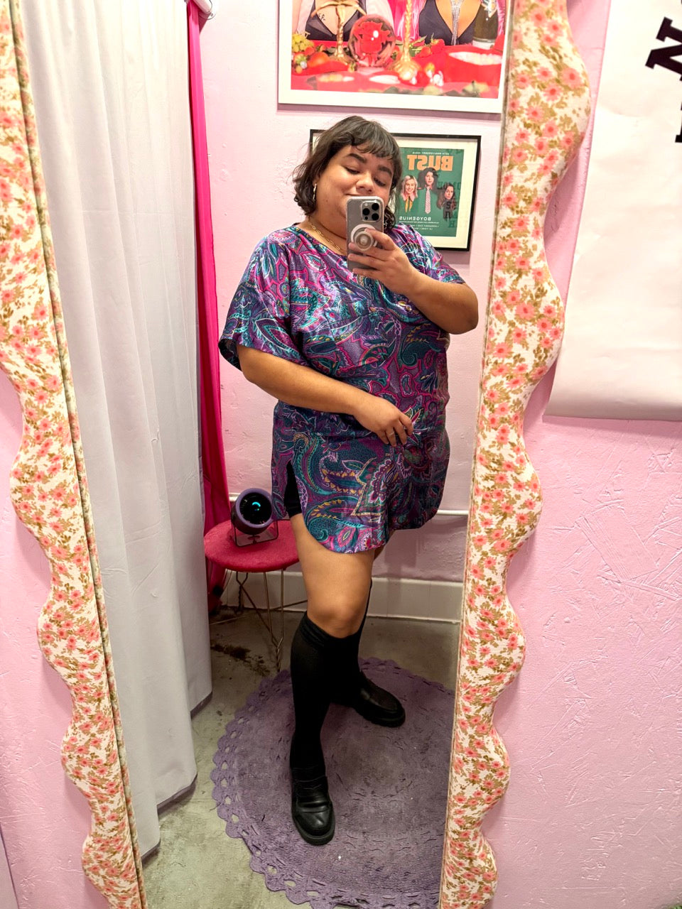 90s Just Jewels Satin Top or Mini Dress - Size 2X/3X