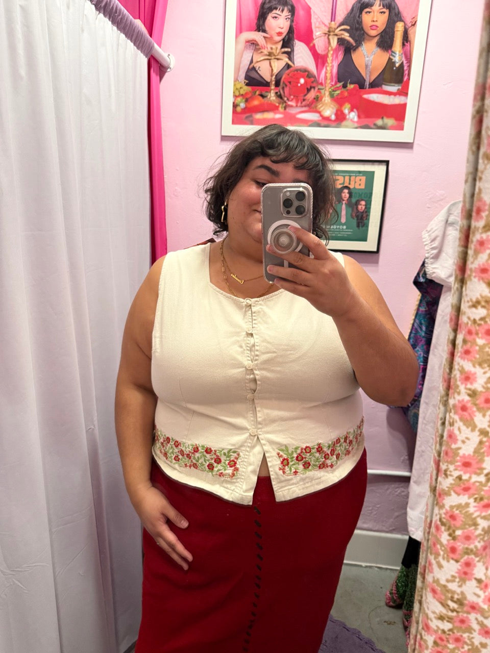 90s Flower Picking Skirt Set - Size 1X/2X