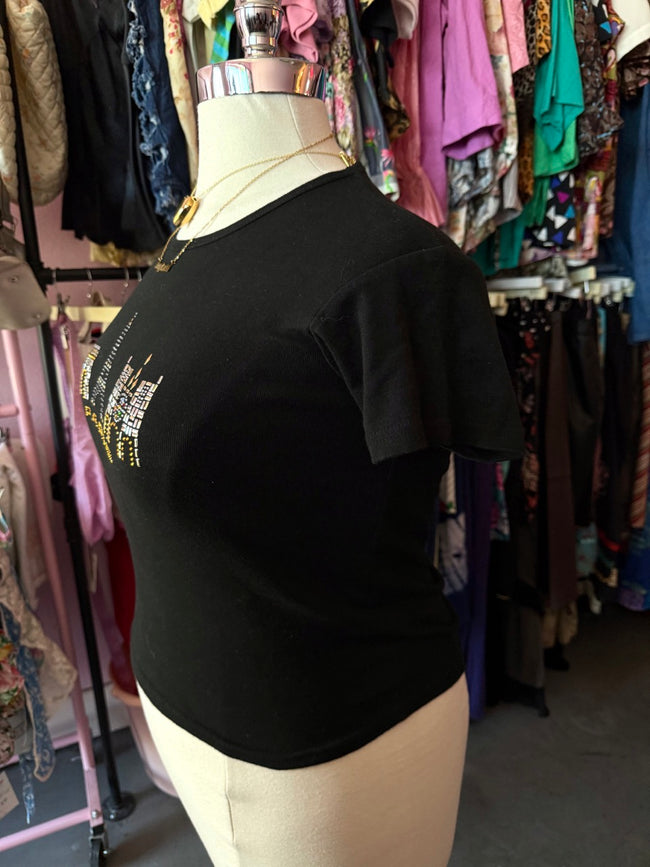 00s Are You Happy to Be in Paris? Bedazzled Baby Tee - Size 1X-3X
