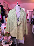 Lime Green Plaid Lightweight Blazer Shacket - 3X